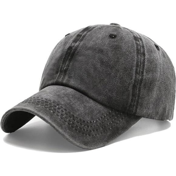 Black Cotton Dad Hat Adjustable Baseball Cap Low Profile Unisex Golf Outdoor - Picture 1 of 7